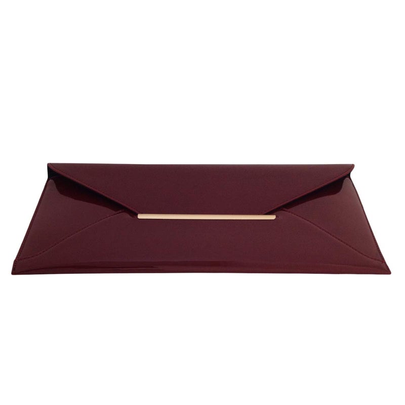 JNB Faux Patent Leather Envelope Candy Clutch Bag, Maroon - Image 3